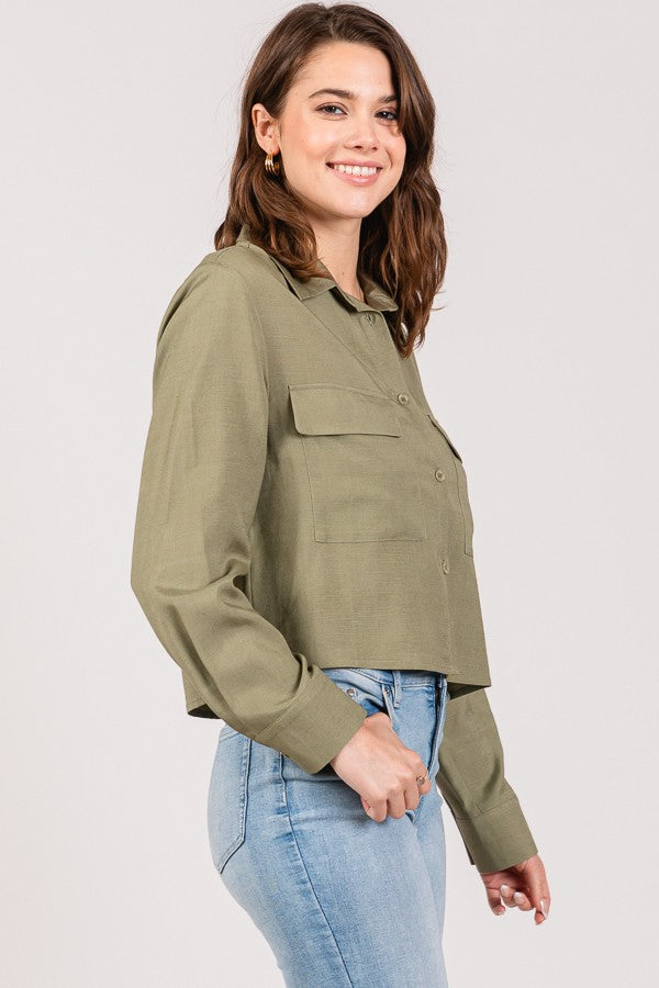Linen Lawn Cropped Shacket