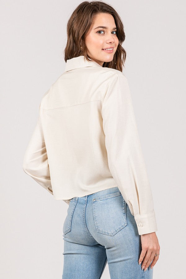 Linen Lawn Cropped Shacket