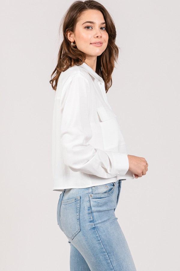 Linen Lawn Cropped Shacket