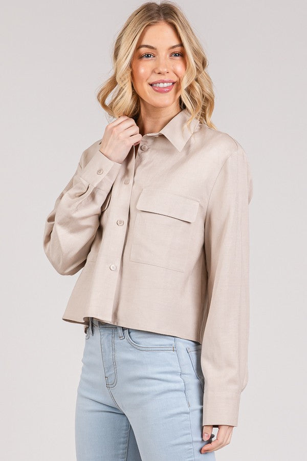 Linen Lawn Cropped Shacket