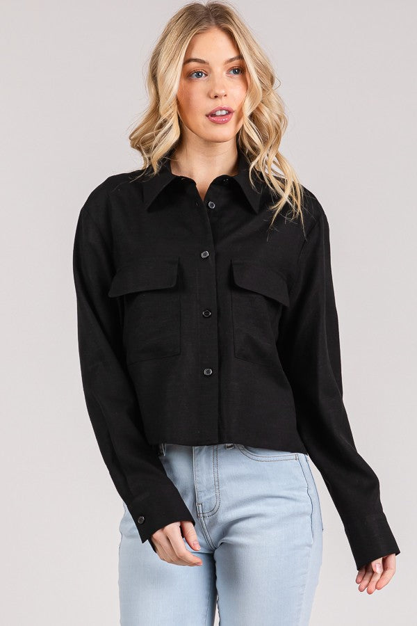 Linen Lawn Cropped Shacket