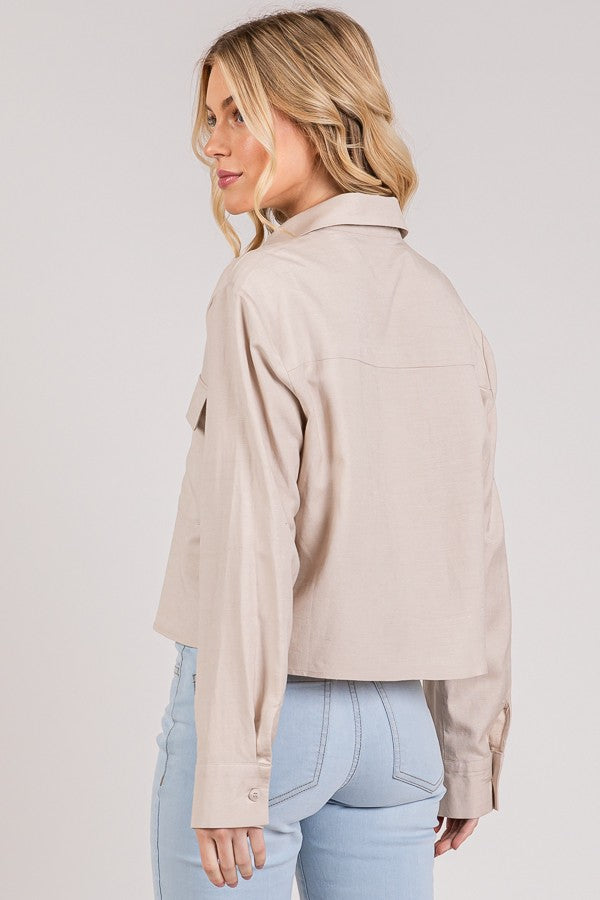 Linen Lawn Cropped Shacket
