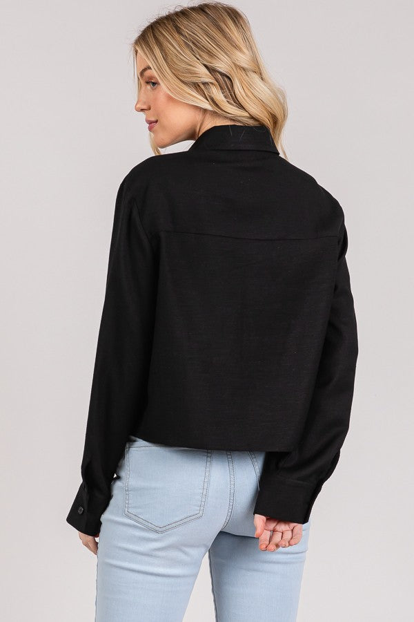Linen Lawn Cropped Shacket