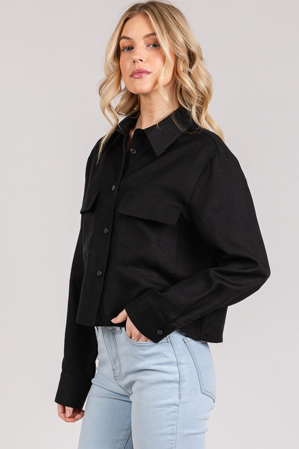 Linen Lawn Cropped Shacket