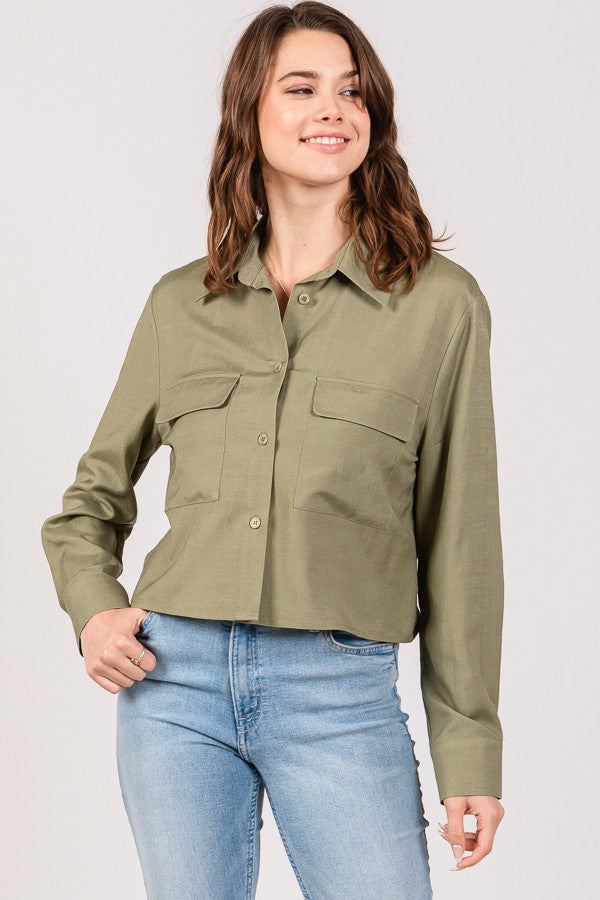 Linen Lawn Cropped Shacket