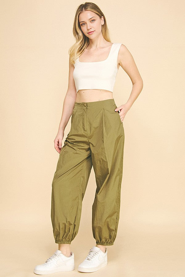 Crinkle Nylon Oversized Technical Joggers Pants