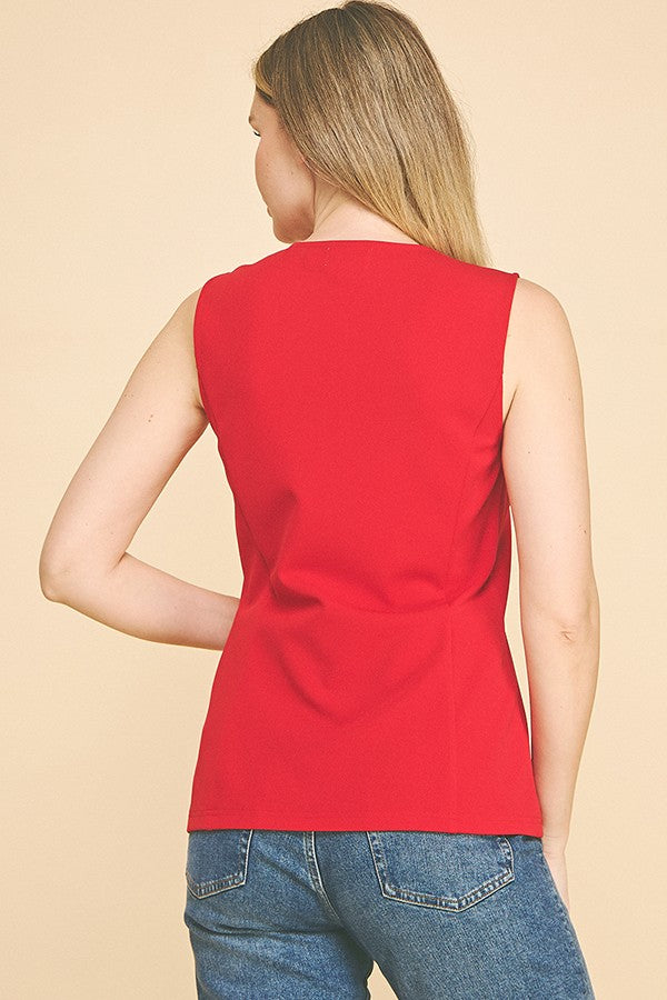 Jersey Quint Buttoned Long Vest Top
