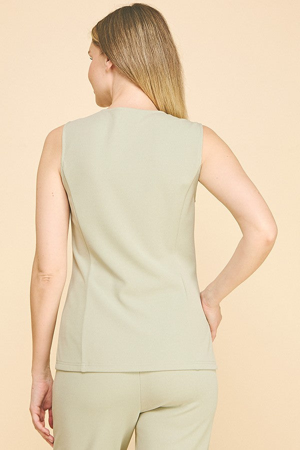 Jersey Quint Buttoned Long Vest Top