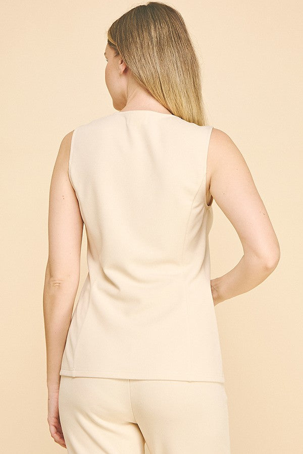 Jersey Quint Buttoned Long Vest Top