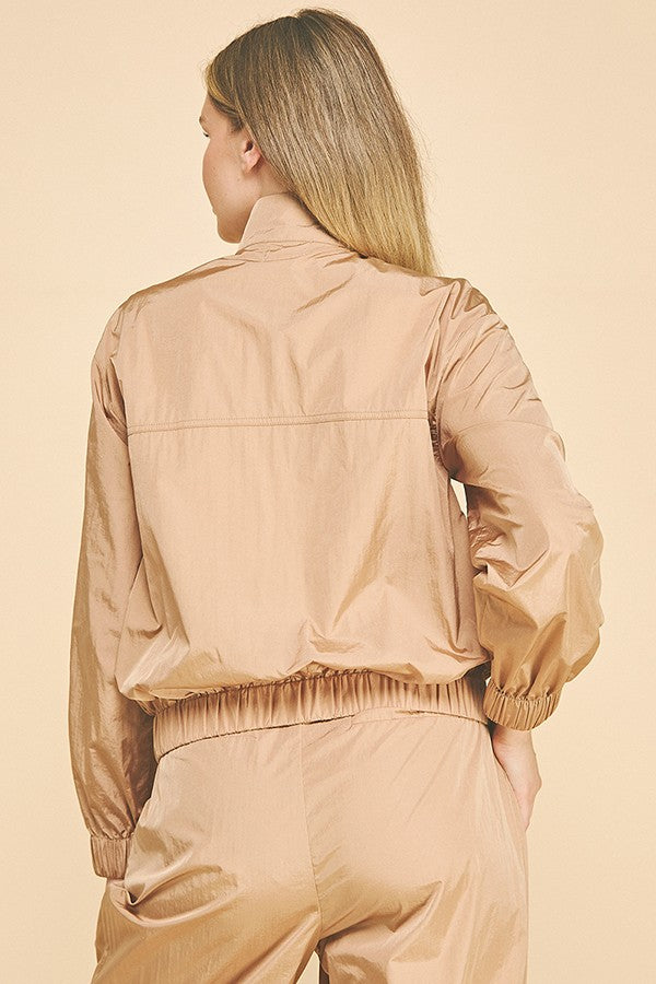 Crinkle Nylon Oversized Technical Track Jacket