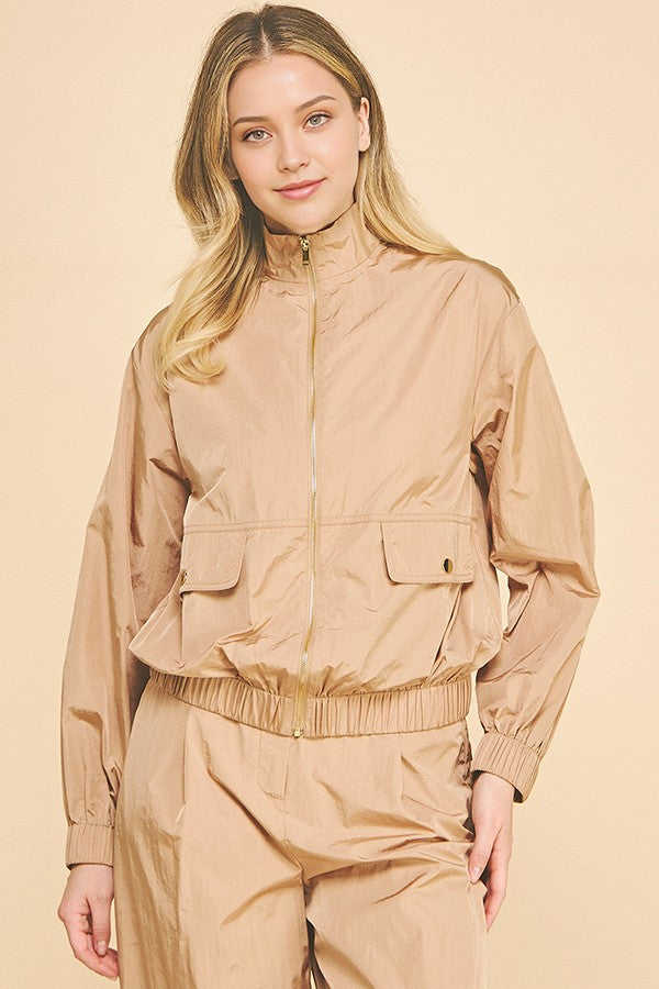 Crinkle Nylon Oversized Technical Track Jacket