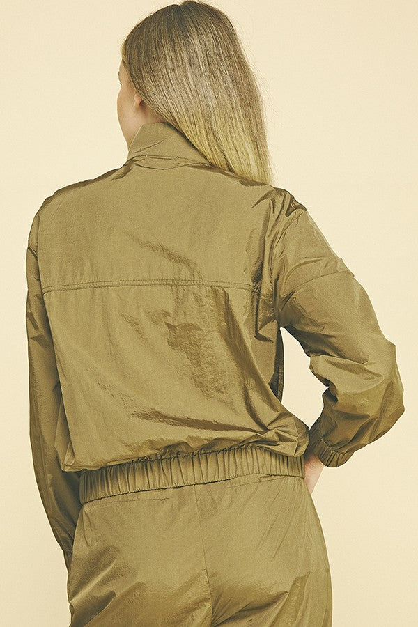 Crinkle Nylon Oversized Technical Track Jacket