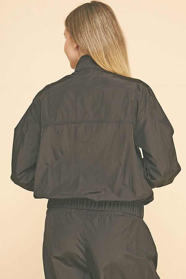 Crinkle Nylon Oversized Technical Track Jacket