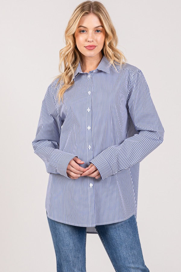 Bengal Striped Peplum Oversized Dress Shirt