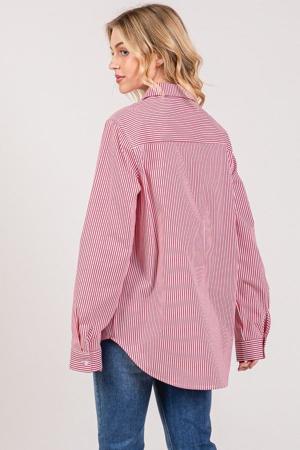 Bengal Striped Peplum Oversized Dress Shirt