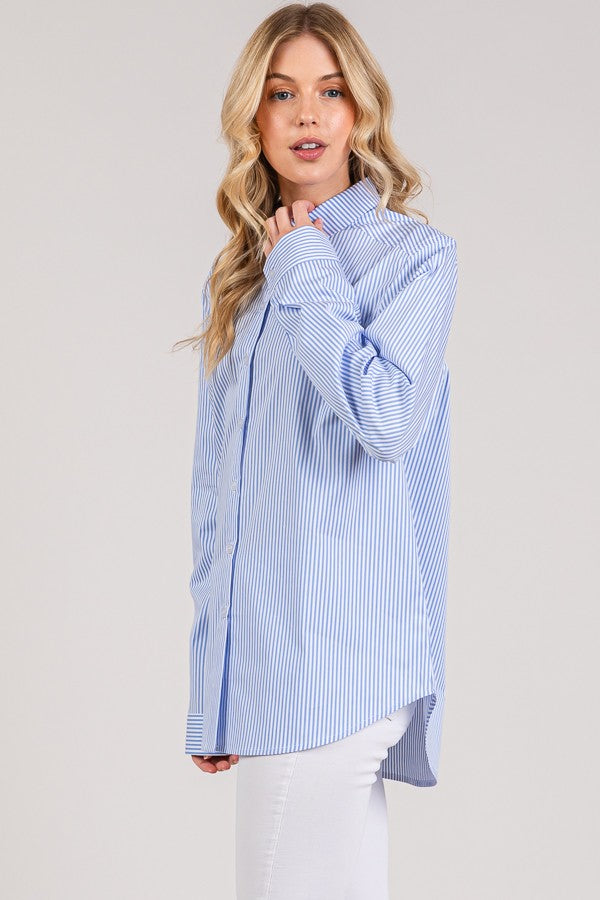 Bengal Striped Peplum Oversized Dress Shirt