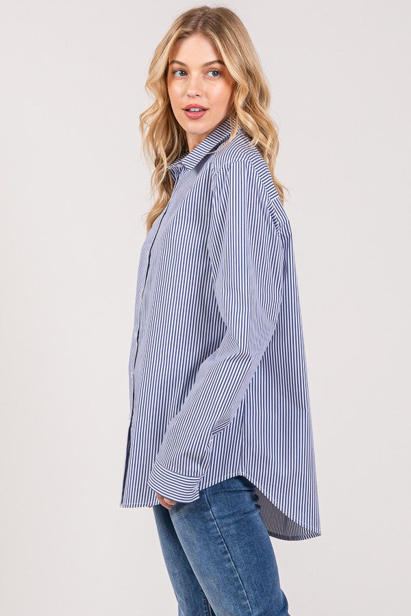 Bengal Striped Peplum Oversized Dress Shirt