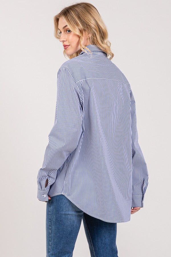 Bengal Striped Peplum Oversized Dress Shirt