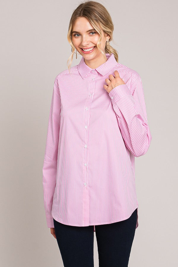 Bengal Striped Peplum Oversized Dress Shirt