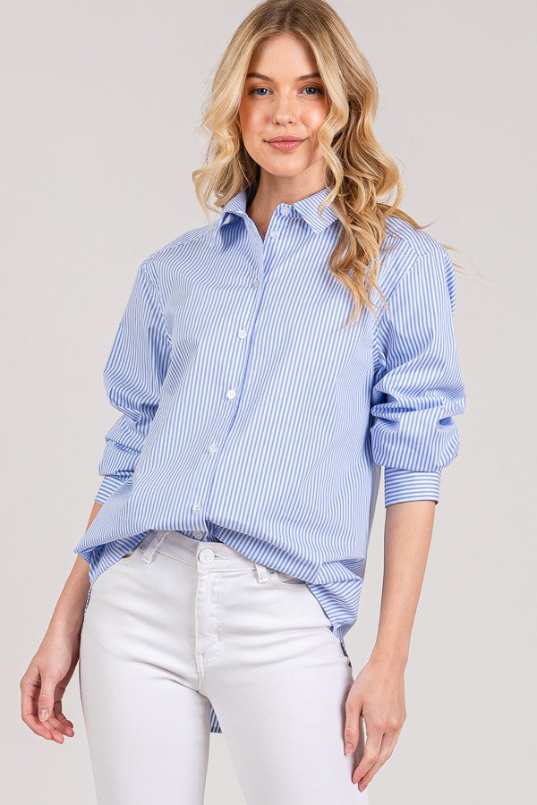 Bengal Striped Peplum Oversized Dress Shirt