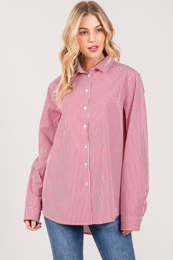 Bengal Striped Peplum Oversized Dress Shirt
