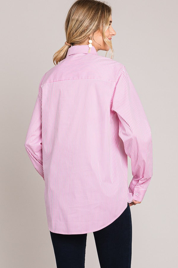 Bengal Striped Peplum Oversized Dress Shirt