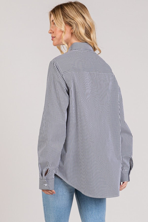 Bengal Striped Peplum Oversized Dress Shirt