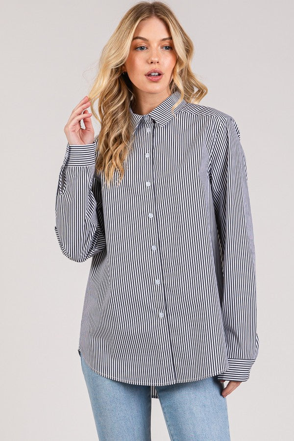 Bengal Striped Peplum Oversized Dress Shirt