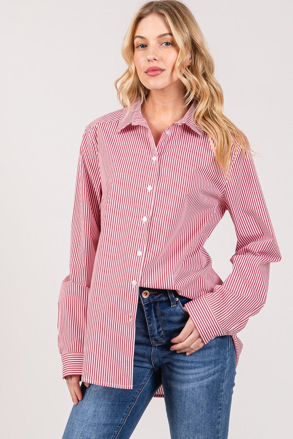 Bengal Striped Peplum Oversized Dress Shirt