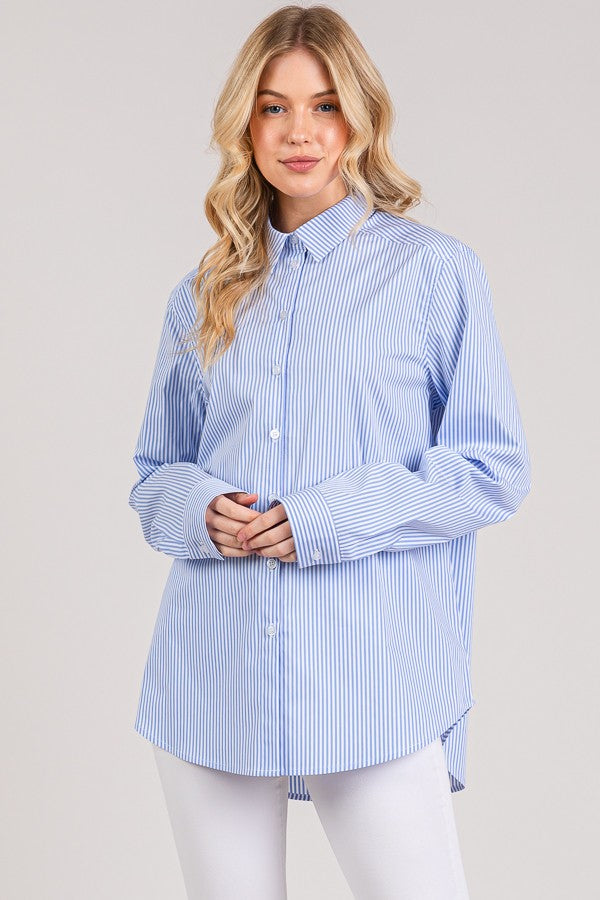 Bengal Striped Peplum Oversized Dress Shirt