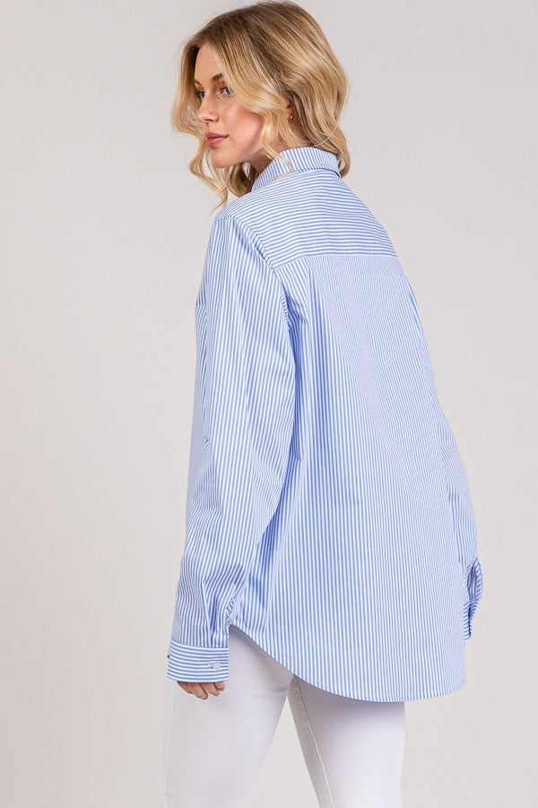Bengal Striped Peplum Oversized Dress Shirt