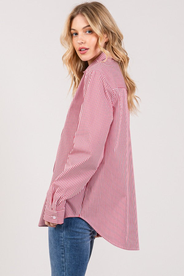 Bengal Striped Peplum Oversized Dress Shirt