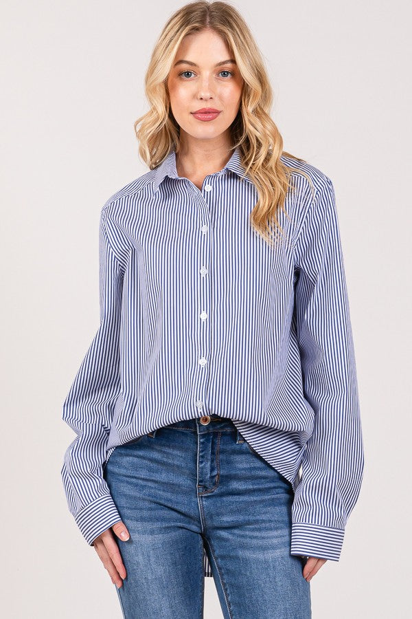 Bengal Striped Peplum Oversized Dress Shirt