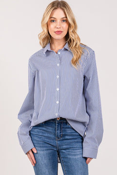 Bengal Striped Peplum Oversized Dress Shirt