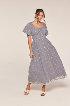 Gingham Embroidered Dress