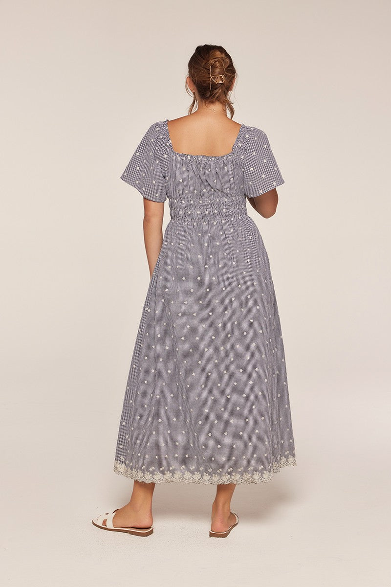 Gingham Embroidered Dress