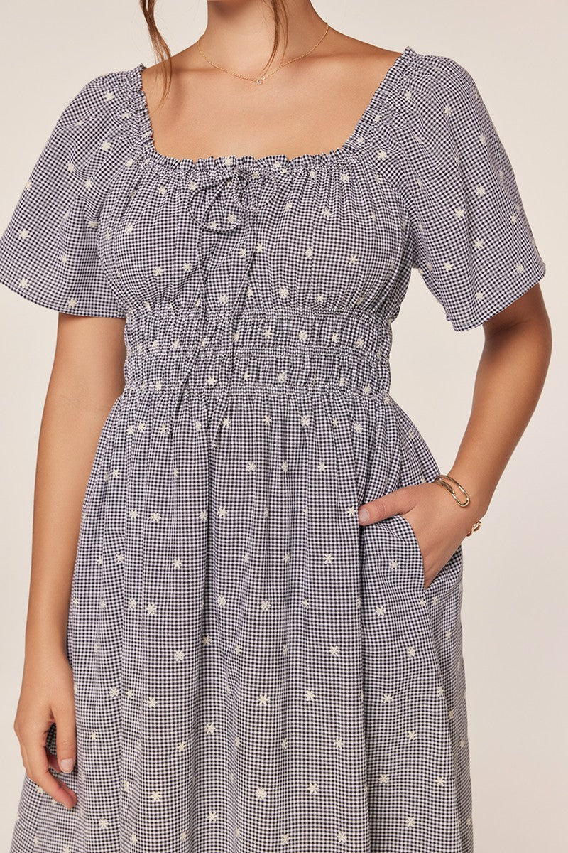 Gingham Embroidered Dress