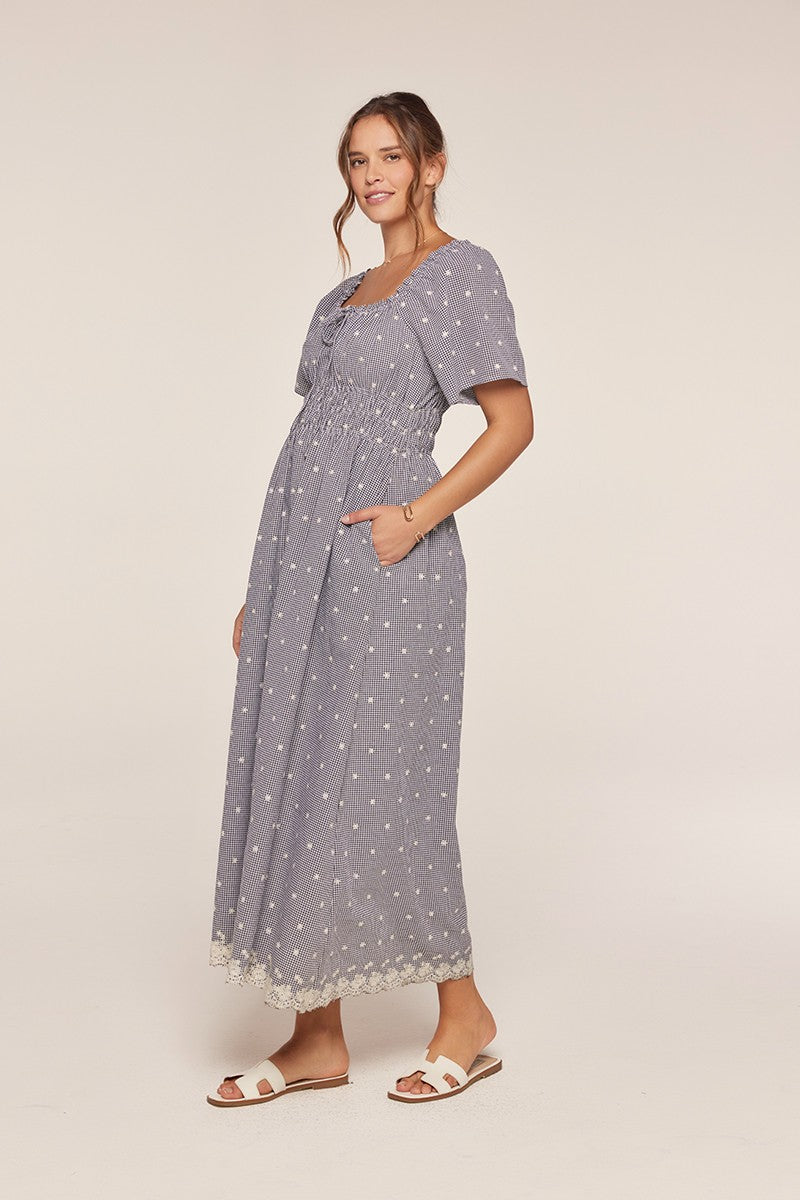 Gingham Embroidered Dress