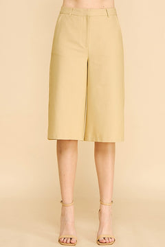 Twill Capri Wide Leg Bermuda Shorts