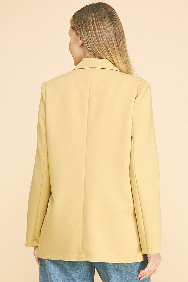 Twill Oversized Open Front Buttonless Blazer Jacket