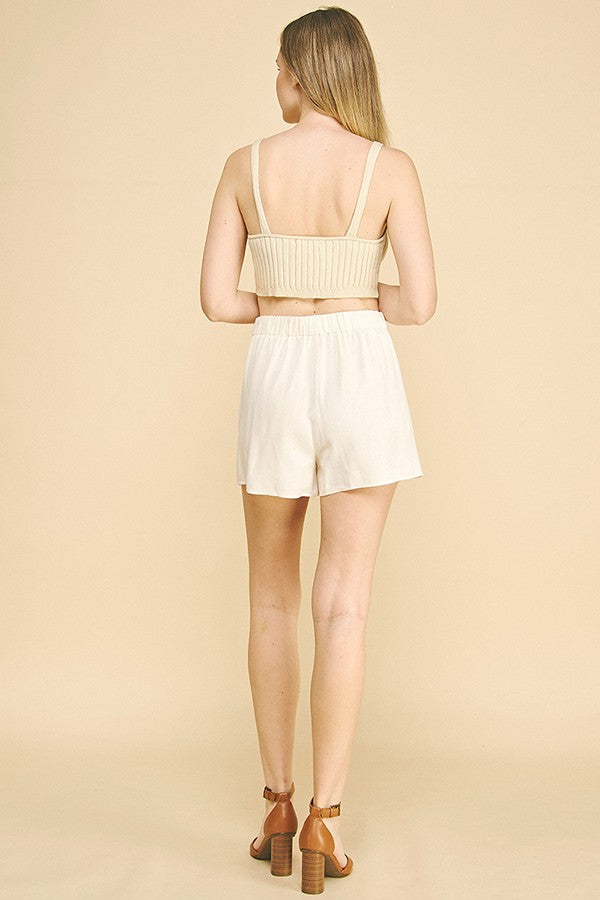 Linen Double Notch Straight Style Skort
