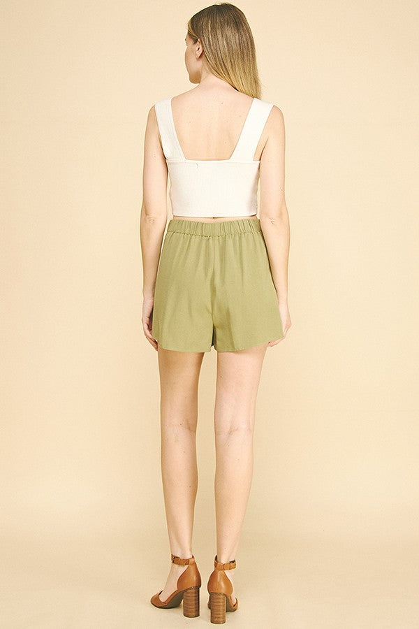 Linen Double Notch Straight Style Skort
