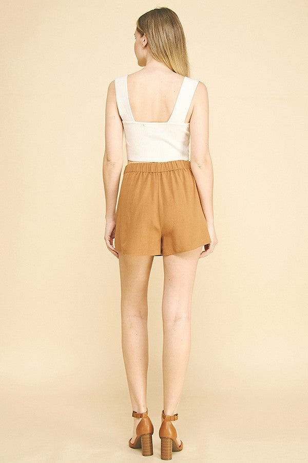 Linen Double Notch Straight Style Skort