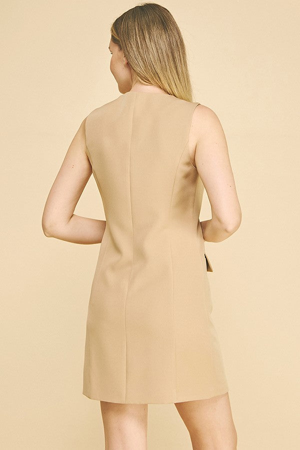 Twill Flap Pocket Button Down Shift Dress
