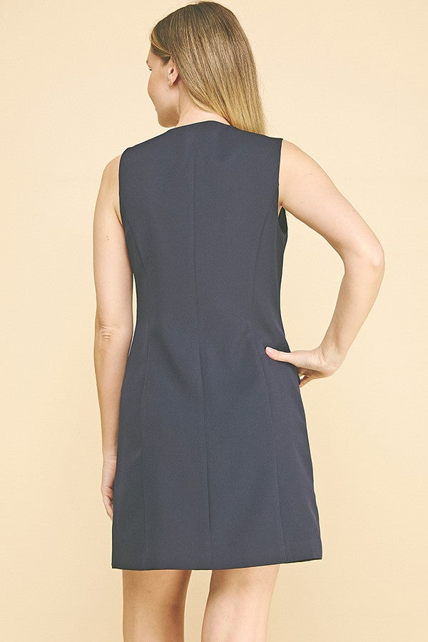 Twill Flap Pocket Button Down Shift Dress