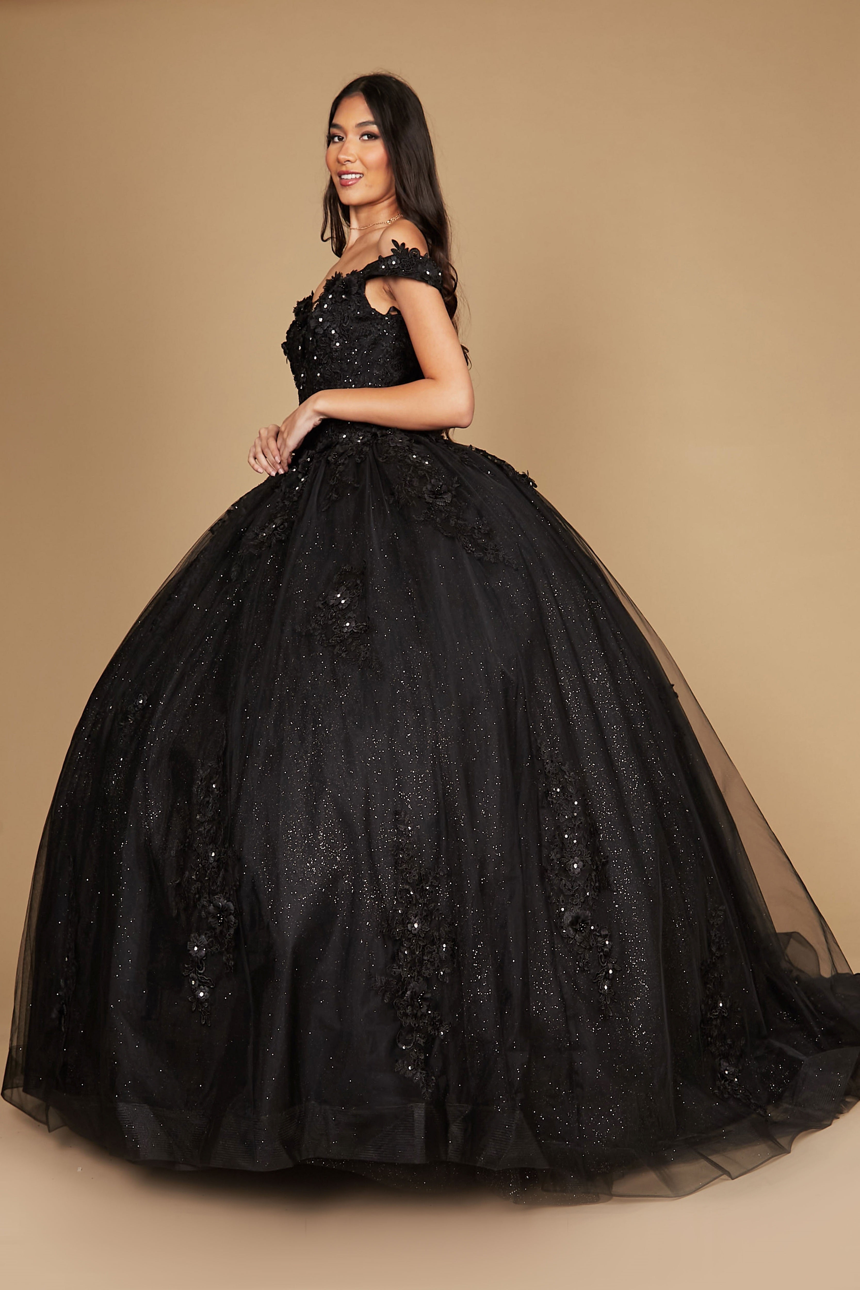 Long Ball Gown Quinceanera Floral Dress