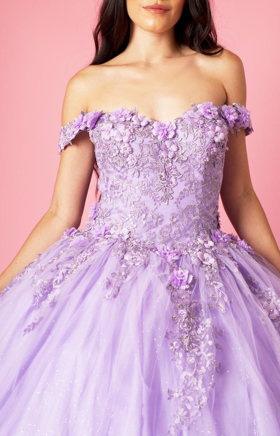 Long Ball Gown Quinceanera Floral Dress