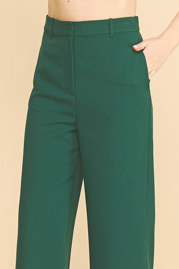 Twill Ponte Wide Straight Leg Trousers Pants