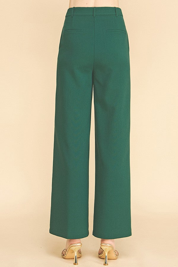 Twill Ponte Wide Straight Leg Trousers Pants
