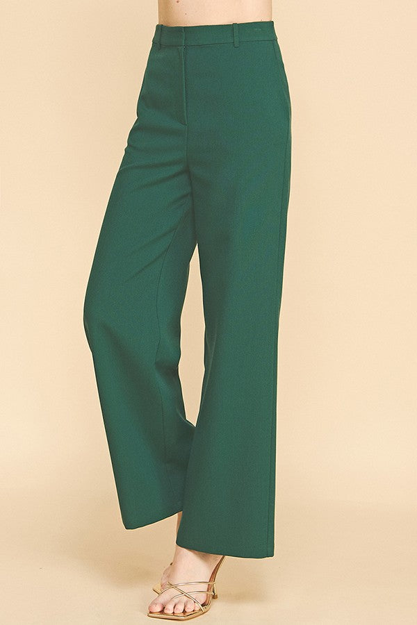 Twill Ponte Wide Straight Leg Trousers Pants